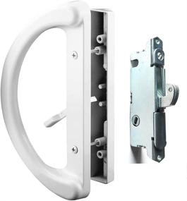 img 4 attached to 🚪 Patio Door Handle Set + Mortise Lock 45°: Perfect Replacement for Sliding Glass Door - Fits 3-15/16” Screw Hole Spacing, Non-keyed with Mortise Latch Locks, White Diecast, Reversible Design (Non-Handed)