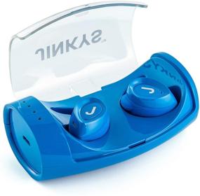 img 4 attached to 🎧 Голубые беспроводные наушники с Bluetooth - Водонепроницаемые беспроводные наушники с открытым дизайном, простотой настройки, патентованным дизайном и зарядным футляром - Наслаждайтесь беспроводной музыкой где угодно - Беспроводные наушники.