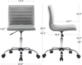 img 2 attached to Stylish Armless Low Back Desk Chair: Faux Leather, 360° Swivel & Rolling Wheels, Ideal for Office or Bedroom Computer Tasks, Grey