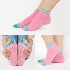 img 1 attached to 🧦 Jinny's Shoppe Women's Full Toe Grip Yoga Pilates Socks – Colorful, Comfortable, Non-Slip Gel Bottom