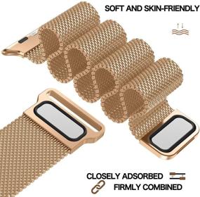 img 1 attached to ✨ Bifeiyo Stainless Steel Band with Case: Milanese Mesh Metal Strap for Apple Watch 38mm - Rose Gold