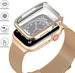 img 3 attached to ✨ Bifeiyo Stainless Steel Band with Case: Milanese Mesh Metal Strap for Apple Watch 38mm - Rose Gold