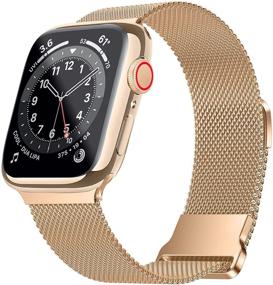 img 2 attached to ✨ Bifeiyo Stainless Steel Band with Case: Milanese Mesh Metal Strap for Apple Watch 38mm - Rose Gold