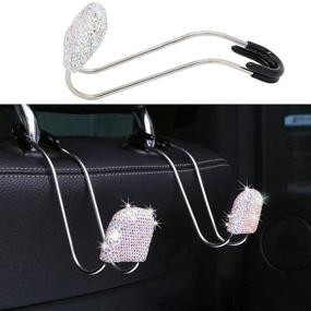 img 4 attached to 2-Pack Bling Car Headrest Hooks - Auto Backseat Metal Hanger Holder - Automotive Seat Back Organizer Storage for Purse, Handbag, Clothes, Umbrellas - Cute Car Accessories Interior for Women - Multicolor
