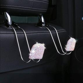 img 3 attached to 2-Pack Bling Car Headrest Hooks - Auto Backseat Metal Hanger Holder - Automotive Seat Back Organizer Storage for Purse, Handbag, Clothes, Umbrellas - Cute Car Accessories Interior for Women - Multicolor