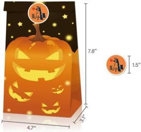 img 3 attached to Iziusy 12-Piece Halloween Paper Treat Bags with Pumpkin Candy Goodie Bags – Ideal 🎃 for Halloween Party Snacks, Gifts, and Packing Supplies. Includes 18 pcs of Halloween Round Stickers!