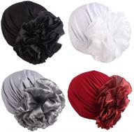 🌸 stylish and comfortable women's flower elastic turban beanie head scarf wrap chemo cap hat - ideal for cancer patients logo