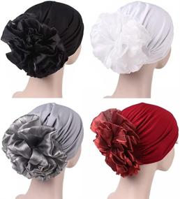 img 1 attached to 🌸 Stylish and Comfortable Women's Flower Elastic Turban Beanie Head Scarf Wrap Chemo Cap Hat - Ideal for Cancer Patients