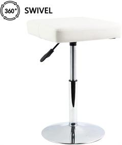 img 1 attached to 💺 Versatile and Comfortable FURWOO White PU Leather Square Salon Stool: Adjustable, Swivel, and Perfect for Home, Office, Spa, Barber Shops, and Counters