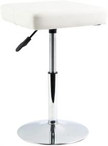 img 4 attached to 💺 Versatile and Comfortable FURWOO White PU Leather Square Salon Stool: Adjustable, Swivel, and Perfect for Home, Office, Spa, Barber Shops, and Counters