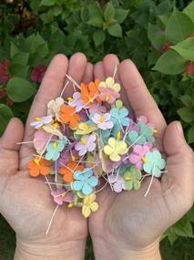 img 3 attached to 🌸 100 Pcs Mixed Sweet Color Mulberry Paper Flower Blossom DIY Crafts 19 x 19mm Mini Handmade Paper Flowers