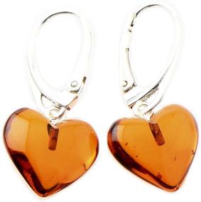 img 1 attached to Amber Heart Earrings Dangle Sterling