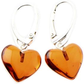 img 3 attached to Amber Heart Earrings Dangle Sterling