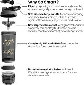 img 2 attached to 🤘 Smartshake Revive Metallica Shaker Bottles 25 Oz - Protein Mixes & Storage | Workout Cups for Protein Shakes + Powder | Metallica Merchandise Gifts | Rock Band Collection