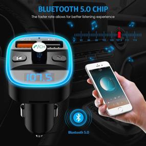 img 2 attached to 📻 (Upgraded New Version) V5.0 Bluetooth FM Transmitter with 7 RGB Color LED Backlit Radio, QC3.0 Dual USB Ports, Supports TF Card, USB Disk, Hands-Free Calling, Car Kit