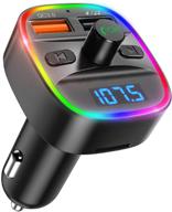 📻 (upgraded new version) v5.0 bluetooth fm transmitter with 7 rgb color led backlit radio, qc3.0 dual usb ports, supports tf card, usb disk, hands-free calling, car kit logo