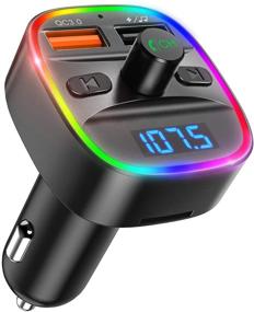 img 4 attached to 📻 (Upgraded New Version) V5.0 Bluetooth FM Transmitter with 7 RGB Color LED Backlit Radio, QC3.0 Dual USB Ports, Supports TF Card, USB Disk, Hands-Free Calling, Car Kit