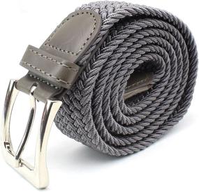 img 2 attached to 👔 Stylish and Comfortable Braided Elastic Stretch Leather Black Men's Accessories for M Size
