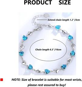 img 3 attached to Veemzzz Heart Zircon Crystal Bracelet: Stunning 925 Sterling Silver Cubic Zirconia Platinum Plated Charm Stones Bracelet, Perfect Adjustable Jewelry Birthday Gift for Women, Wife, Girls, Moms