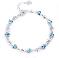 veemzzz heart zircon crystal bracelet: stunning 925 sterling silver cubic zirconia platinum plated charm stones bracelet, perfect adjustable jewelry birthday gift for women, wife, girls, moms logo