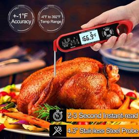 img 2 attached to 🌡️ Nasam Instant Read Food Thermometer - Dual Probe with External Wire, Digital Meat Thermometer for Chicken Steak BBQ - Grilling, Liquid, Baking Cooking Tool (Red)