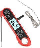 🌡️ nasam instant read food thermometer - dual probe with external wire, digital meat thermometer for chicken steak bbq - grilling, liquid, baking cooking tool (red) logo