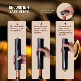 img 2 attached to 🍷 6-Piece Electric Wine Bottle Opener/Aerator/Pourer Set with Automatic Corkscrew Opener, Foil Cutter, 2 Wine Preserver Vacuum Stoppers, and Display Stand - Ideal Wine Gift for Women and Men, Stylish and Efficient