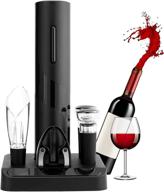 🍷 6-piece electric wine bottle opener/aerator/pourer set with automatic corkscrew opener, foil cutter, 2 wine preserver vacuum stoppers, and display stand - ideal wine gift for women and men, stylish and efficient логотип