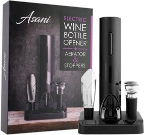 img 1 attached to 🍷 6-Piece Electric Wine Bottle Opener/Aerator/Pourer Set with Automatic Corkscrew Opener, Foil Cutter, 2 Wine Preserver Vacuum Stoppers, and Display Stand - Ideal Wine Gift for Women and Men, Stylish and Efficient