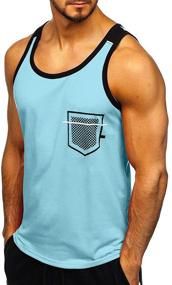 img 3 attached to Hongqizo Sleeveless Pocket Muscle Cotton Men's Clothing