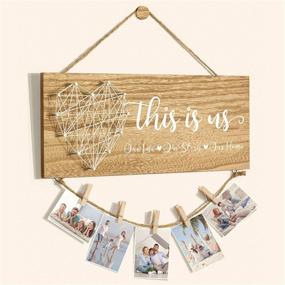 img 2 attached to 🎁 Christmas Gifts for Mom: Women's Housewarming Wall Decor Sign, This Is Us Family Picture Frame: Wedding Gifts for Couples, Farmhouse Rustic Wood Hanging Photo Holder: Perfect Gift for New Homeowners