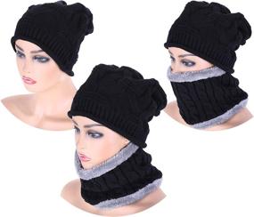 img 1 attached to 🧣 Stay Warm and Stylish with the Blulu 4-Piece Winter Set: Crochet Beanie Hat, Ear Warmer, Scarf, and Gloves