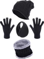 🧣 stay warm and stylish with the blulu 4-piece winter set: crochet beanie hat, ear warmer, scarf, and gloves логотип