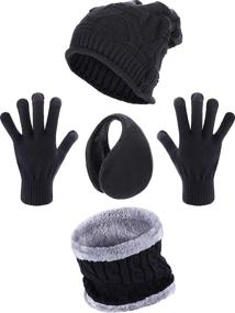 img 4 attached to 🧣 Stay Warm and Stylish with the Blulu 4-Piece Winter Set: Crochet Beanie Hat, Ear Warmer, Scarf, and Gloves