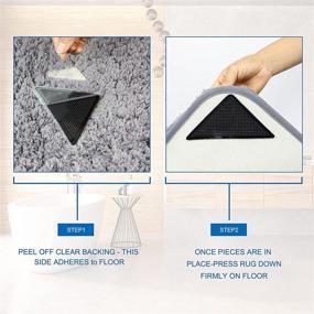 img 3 attached to 🔒 Enhance Rug Stability with Goolinger 12PCS Premium Double Sided Rug Grippers - Non-Skid, Anti-Slip, Washable, Reusable! Perfect for Wood Floors, Keeping Rug Corners Flat. Eco-Friendly and Non-Trace Removable Carpets Tape!