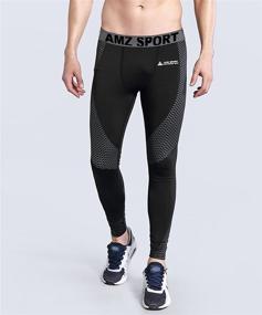 img 2 attached to 🏃 AMZSPORT Men's Compression Pants Sports Running Tights - All Season Cool Dry Base Layer (1 or 3 Pack)