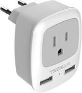 🌍 tessan european travel plug adapter: usb, type c outlet charger for us to europe - eu spain italy france germany logo