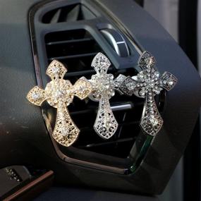 img 3 attached to Eing Car Air Freshener Auto Classic Metal Cross Modeling Air Conditioner Perfume Clip With Bling Diamonds