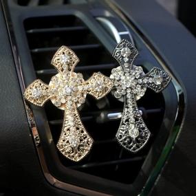 img 2 attached to Eing Car Air Freshener Auto Classic Metal Cross Modeling Air Conditioner Perfume Clip With Bling Diamonds