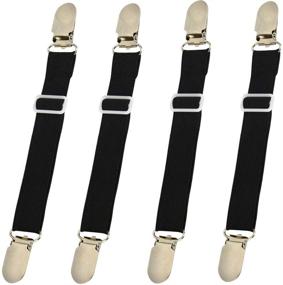 img 4 attached to 🛏️ Securely Keep your Bed Sheets in Place with Adjustable Elastic Bed Sheet Clips Straps - Black Set of 4