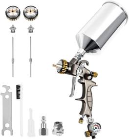 img 4 attached to 🔫 BEETRO HVLP Automotive Gravity Feed Air Spray Gun with 2.0 Adapter, 1000ml Capacity, 14.5CFM, 30-43psi, 1.4mm/1.8mm Stainless Steel Nozzles, Air Control Valve, and Filter