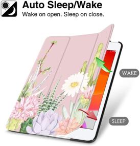 img 2 attached to 🌵 Hi Space iPad Case with Pencil Holder - Cactus Pink Floral - Shockproof Cover - iPad 9th 8th 7th Gen - Auto Sleep Wake - A2270 A2428 A2429 A2197 A2198 A2200 - 2021 2020 2019