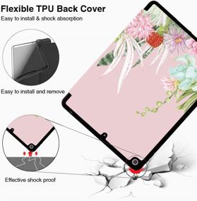 img 1 attached to 🌵 Hi Space iPad Case with Pencil Holder - Cactus Pink Floral - Shockproof Cover - iPad 9th 8th 7th Gen - Auto Sleep Wake - A2270 A2428 A2429 A2197 A2198 A2200 - 2021 2020 2019