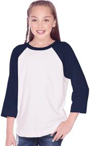 img 2 attached to 👚 Shop Now for Kavio's Jersey Contrast Raglan Sleeve Girls' Clothing: Tops, Tees & Blouses!