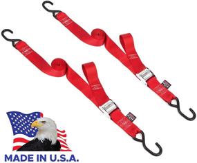 img 4 attached to 🔒 High-Quality PowerTye 2in x 8ft Cam Buckle Tie-Down with Heavy-Duty S-Hooks, Made in USA, Red (Pair)