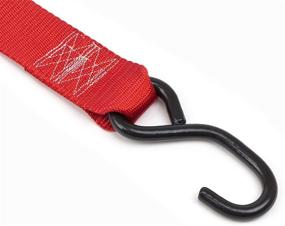 img 2 attached to 🔒 High-Quality PowerTye 2in x 8ft Cam Buckle Tie-Down with Heavy-Duty S-Hooks, Made in USA, Red (Pair)