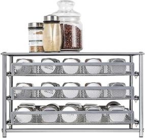 img 3 attached to 🌶️ 30-Bottle Metal Spice Rack Organizer for Cabinet, 3 Tier Spice Drawer Storage, Seasoning Shelves for Kitchen Pantry Countertop (Silver)