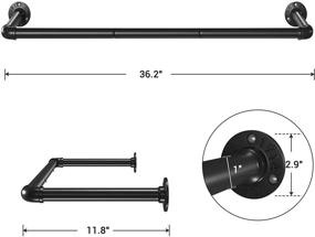 img 1 attached to 👕 SONGMICS Industrial Pipe Clothes Rack Set of 2 - Wall-Mounted Hanging Bar with Space-Saving Design, 36.2 x 11.8 x 2.9 Inches, Each Holds up to 110 lb, Easy Assembly for Small Spaces - Black UHSR67BK02