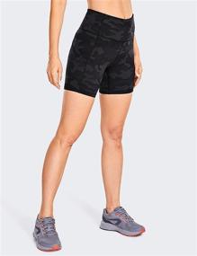 img 1 attached to 🩳 CRZ YOGA Women's 6-Inch High Waisted Gym Biker Compression Shorts with Pockets - Naked Feeling Light Running Shorts