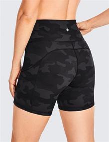 img 3 attached to 🩳 CRZ YOGA Women's 6-Inch High Waisted Gym Biker Compression Shorts with Pockets - Naked Feeling Light Running Shorts